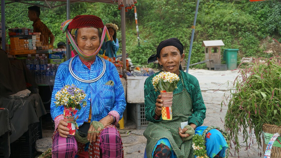 woman selling flowers